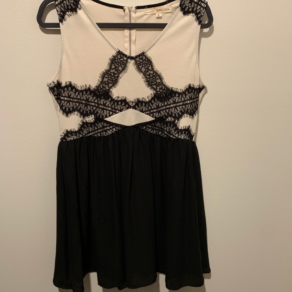 Champagne and black sleeveless dress